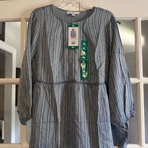 Fever Blue 3/4 Sleeve Boxy Blouse